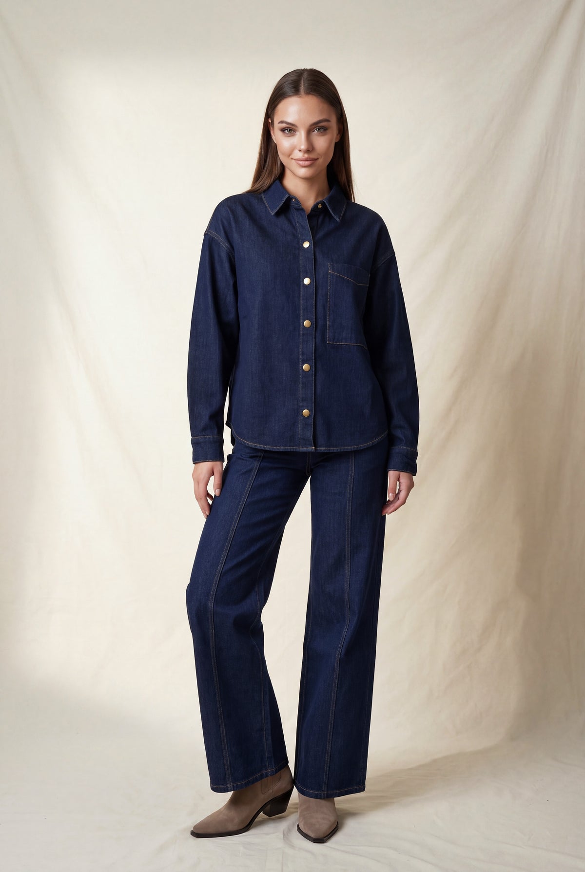 Pantalón Wide Leg con Algodón color Índigo denim - HMP41100 - vista 5