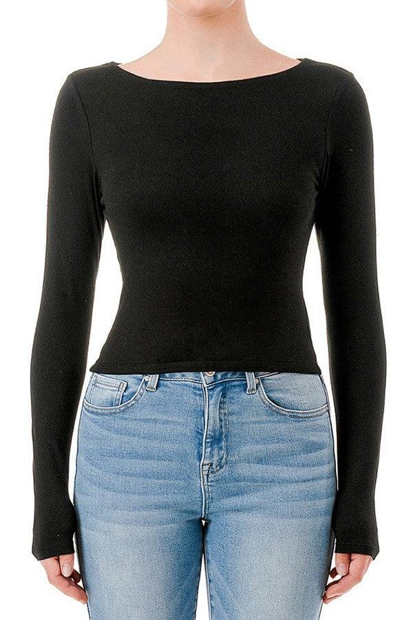 Top Cuello Barco Doble Capa - Negro