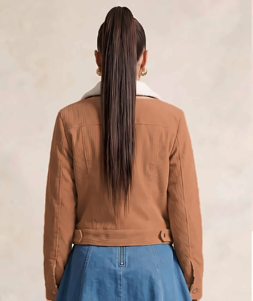 Chamarra de Pana con Forro Faux Fur