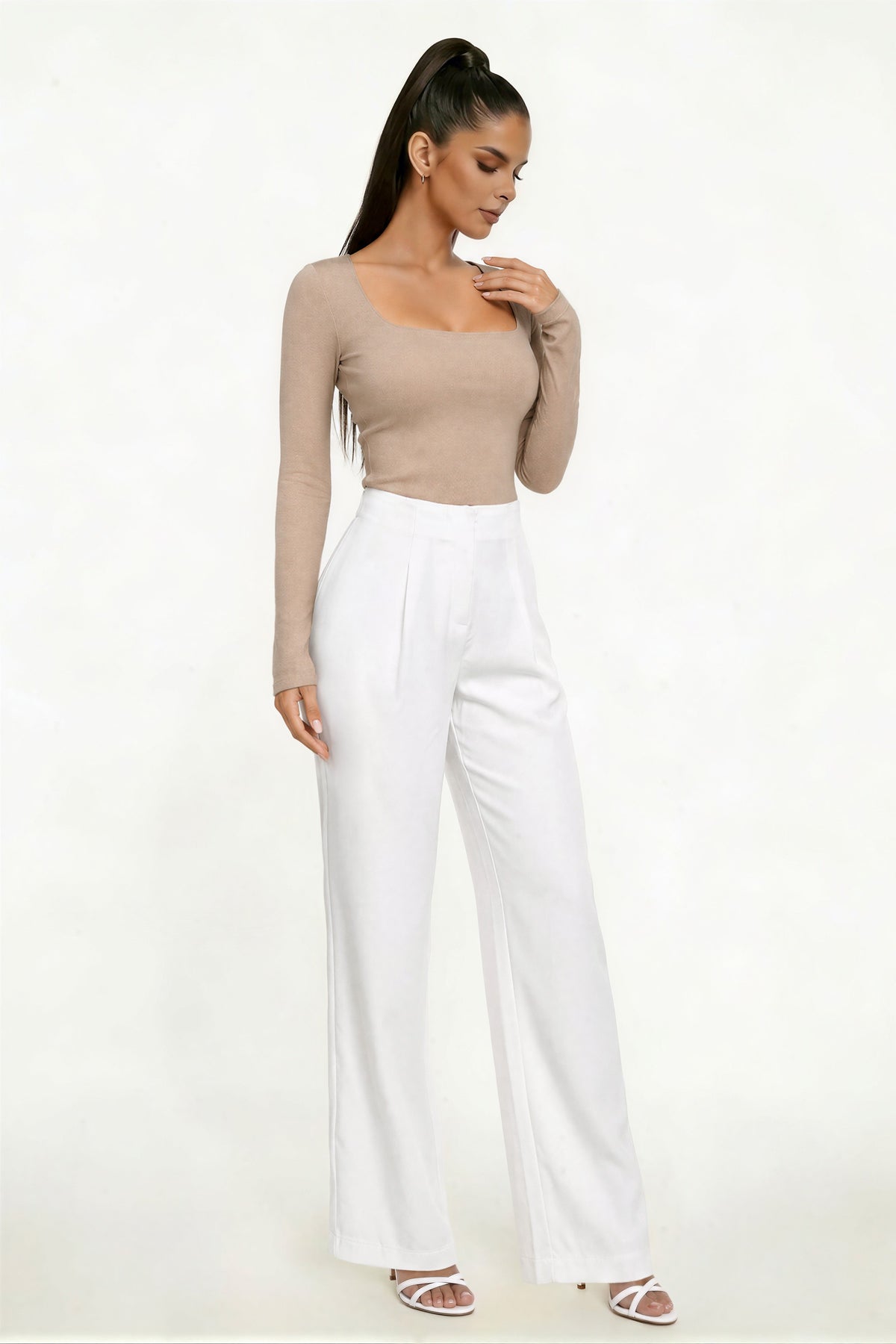 Bodysuit Cuello Cuadrado Manga Larga color Natural - HMT57555 - vista 2