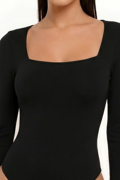 Bodysuit Cuello Cuadrado Manga Larga color Negro - HMT57555 - vista 3