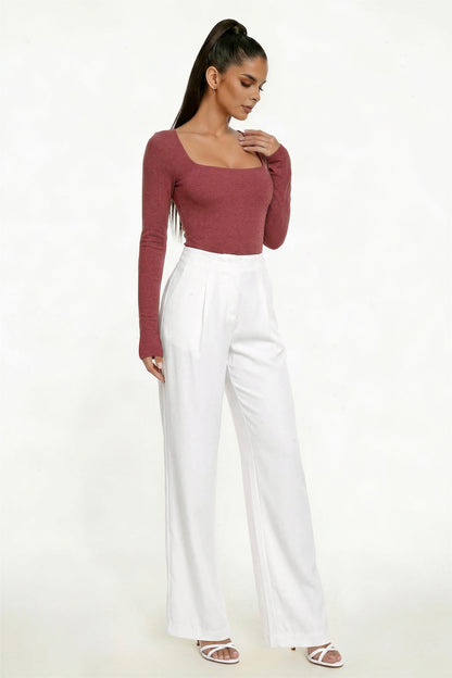 Bodysuit Cuello Cuadrado Manga Larga color Vino - HMT57555 - vista 2
