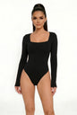 Bodysuit Cuello Cuadrado Manga Larga color Negro - HMT57555