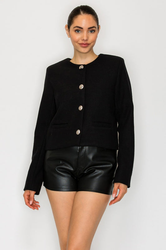 Chamarra Cropped color Negro - HMJ21441