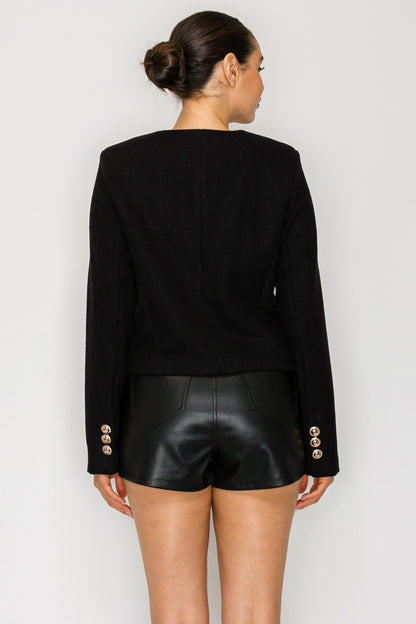 Chamarra Cropped color Negro - HMJ21441 - vista 4