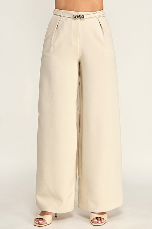 Pantalón con Detalle de Cinturón - Taupe