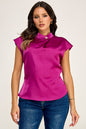 Top Manga Corta con Detalle en Cuello - Magenta