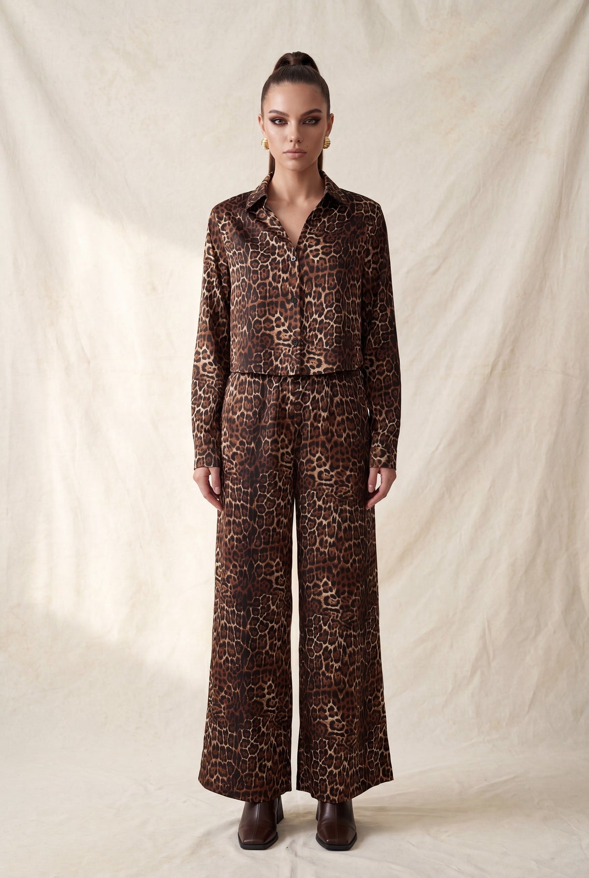 Pantalón Estampado Cintura Elástica color Leopardo taupe - HMP40890A - vista 5