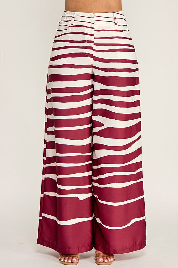 Conjunto Pantalón Wide Leg Estampado - Vino