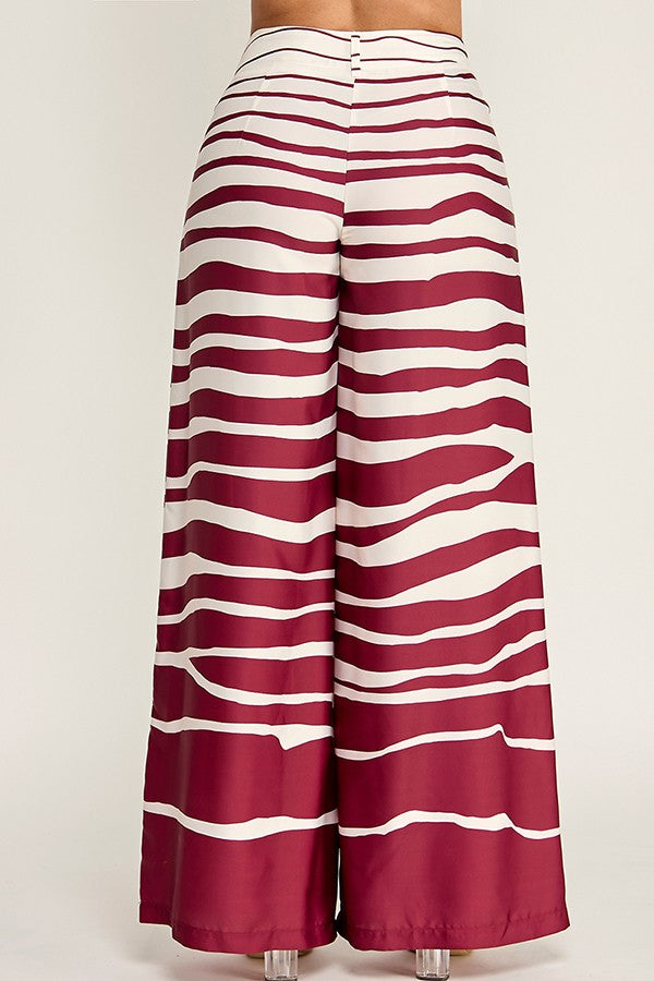 Conjunto Pantalón Wide Leg Estampado - Vino