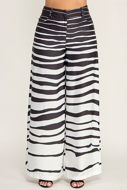 Conjunto Pantalón Wide Leg Estampado - Negro