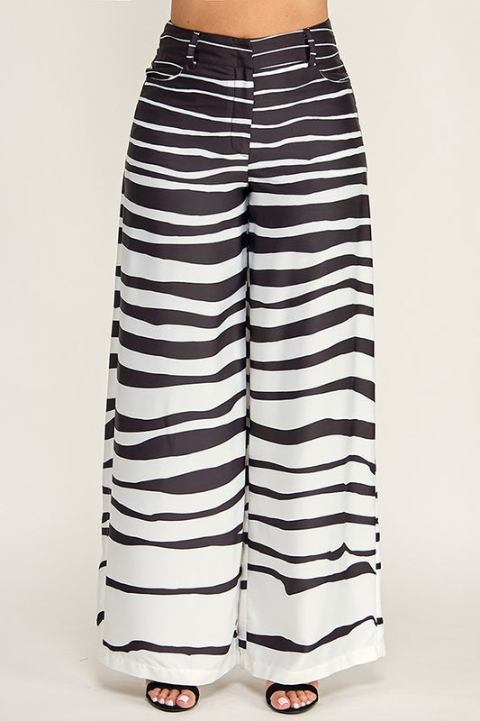Conjunto Pantalón Wide Leg Estampado - Negro