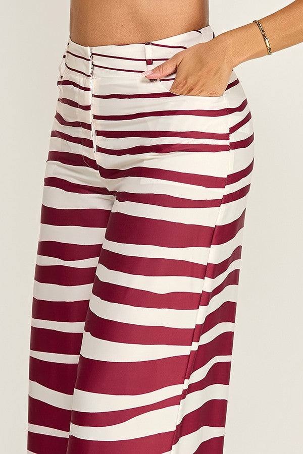Conjunto Pantalón Wide Leg Estampado - Vino