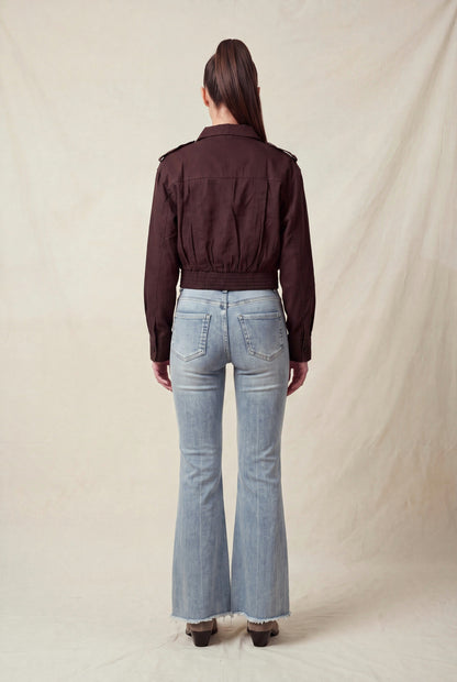 Blusa Corta con Tabs en Hombro color Chocolate oscuro - HMT57562 - vista 4
