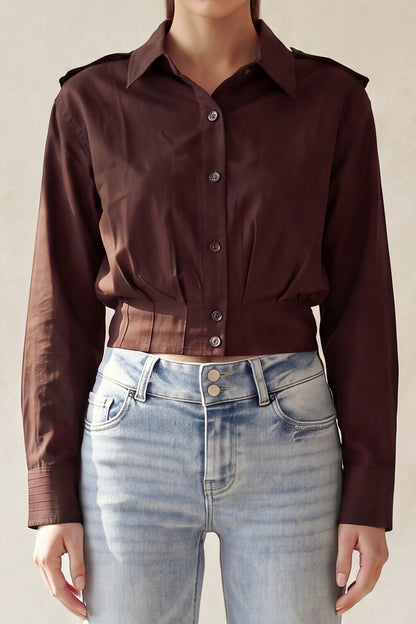 Blusa Corta con Tabs en Hombro color Chocolate oscuro - HMT57562 - vista 3