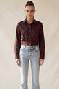 Blusa Corta con Tabs en Hombro color Chocolate oscuro - HMT57562