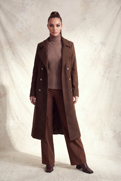 Abrigo Largo Doble Botonadura color Chocolate - PHMJ147 - vista 2