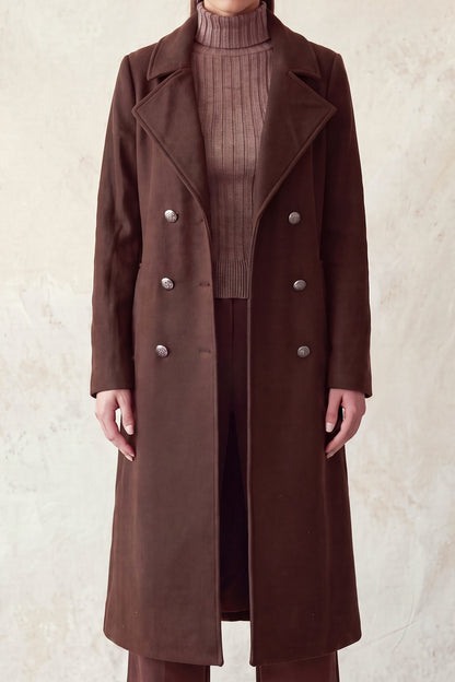 Abrigo Largo Doble Botonadura color Chocolate - PHMJ147 - vista 3