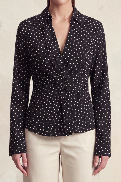 Blusa de Nudo con Puntos color Negro/Blanco - HMT57569D - vista 3