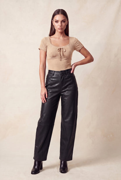 Pantalón Barrel de PU color Negro - PHMP144 - vista 5
