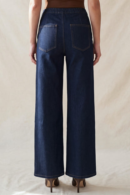 Pantalón Wide Leg con Algodón color Índigo denim - HMP41100 - vista 4