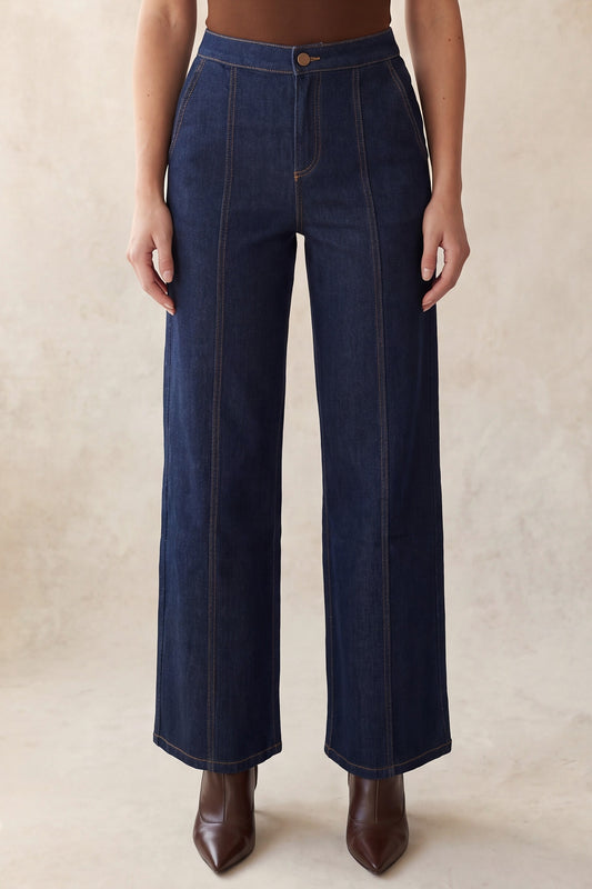Pantalón Wide Leg con Algodón color Índigo denim - HMP41100