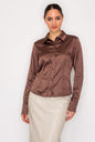 Blusa de Satín Manga Larga color Mocha - HMT57339