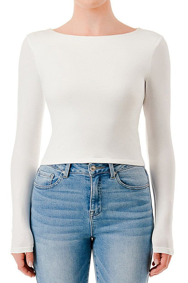 Top Cuello Barco Doble Capa - Blanco