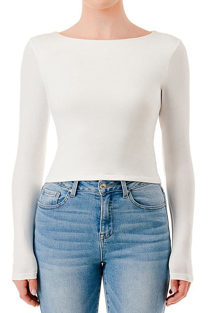 Top Cuello Barco Doble Capa - Blanco