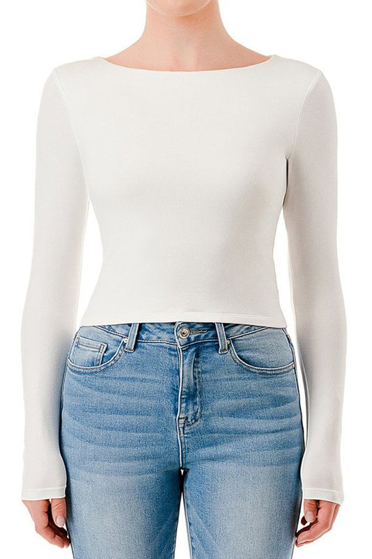 Top Cuello Barco Doble Capa - Blanco