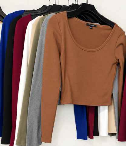 Top manga larga cuello redondo - todos los colores