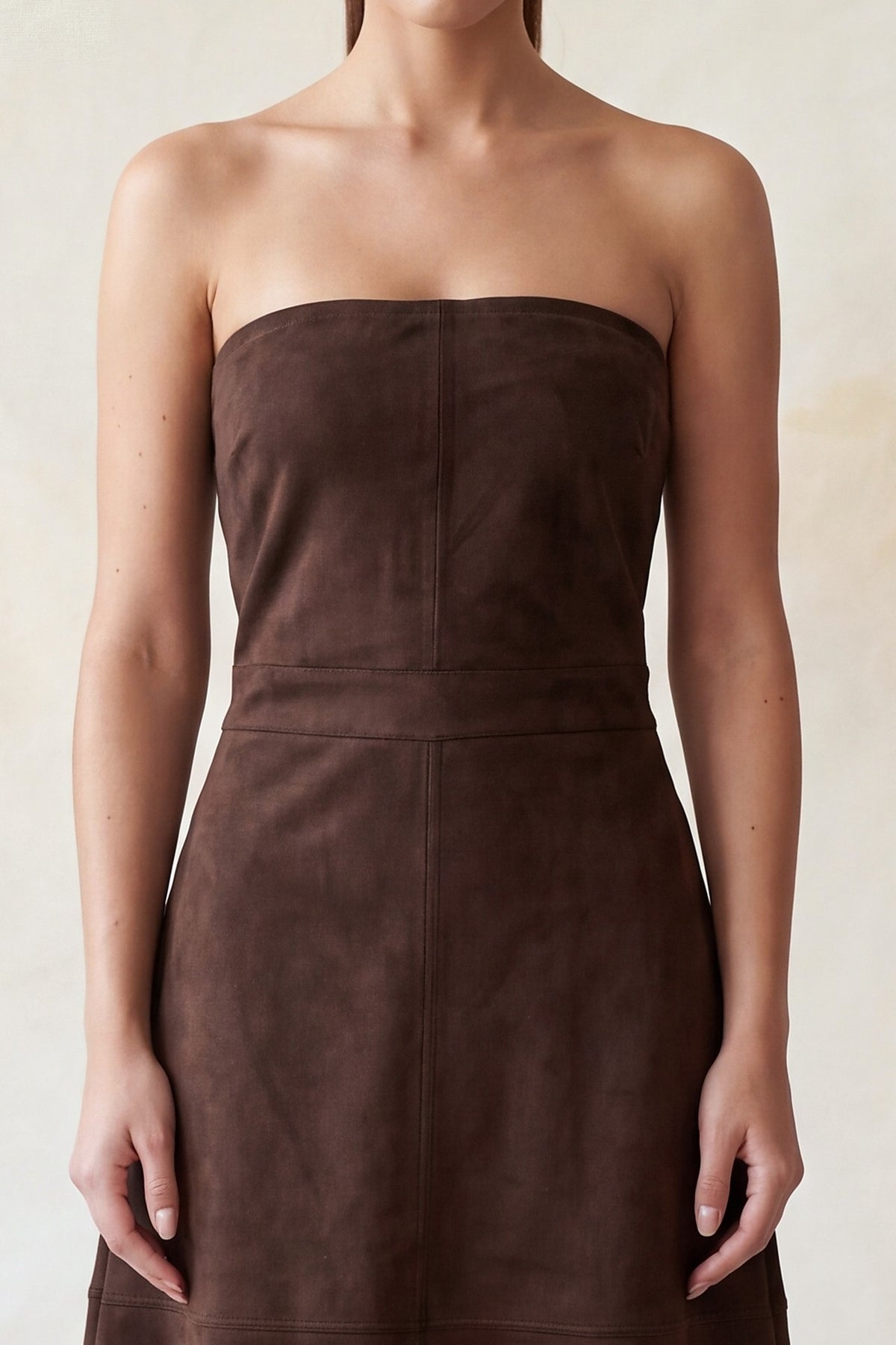 Vestido Midi Tubo Faux Suede color Café oscuro - HMD14865 - vista 4