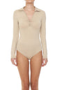 Bodysuit con Cuello y Botones - Natural